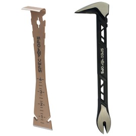 Spec Ops Tools 2-Piece Pry Bar Set, 10" Nail Puller Cats Paw Pry Bar, 9.5" Trim Bar, High-Carbon Steel, 3% Donated to Veterans