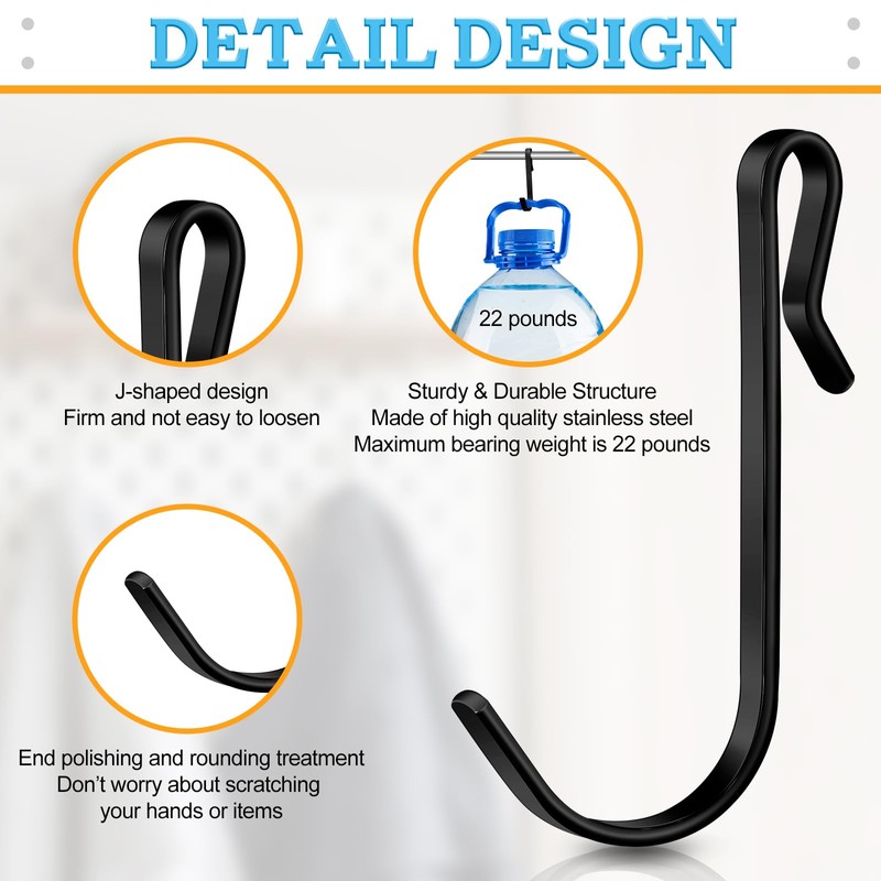 Lyrow 40 Pcs J Hook for Wire Shelving Hooks Stainless