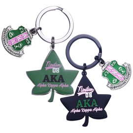 1908 AKA Sorority Keychain Ivy Leaf Keyrings - Gifts for Women Girls - Sorority Paraphernalia