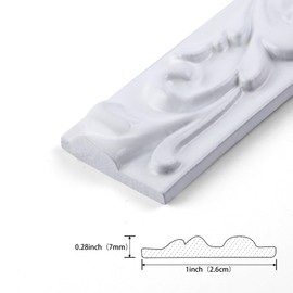 Paintable Peel and Stick Wall Molding Trim, Flexible Strip for Mirror Frame, Chair Rail, Cabinet, Picture Frame and Home DIY Decoration (16.4 ft x 1 inch)