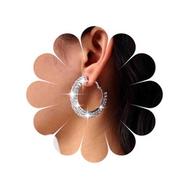 TseenYi Boho Rhinestone Earrings Gold CZ Large Hoop Earrings Sparkling CZ Crystal Hoop Earrings Bridal Statement Rhinestone Wedding Earrings Jewellery for Women and Girls, Crystal