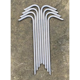 Triple strength stainless steel heavy duty bivvy tent peg awning stakes 21x0.8cm. 8 pack.