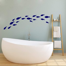 77Pieces Set Fish Wall Decal,Removable Vinyl Stickers for Kids Baby Bedroom, Bathroom,Nursery Decoration A05 (Blue)