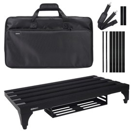 GOKKO Supper Light Guitar Pedal Board 3.3 lb 22" x 12.6" Aluminum Alloy Pedalboard with Power Supply Bracket (Black)