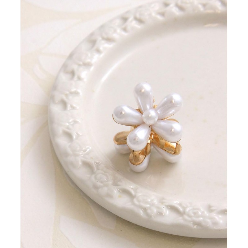 VingTAINE H7665 Hair Clip, Flower, Pearl, Hair Claw, Mini, Small,