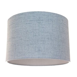Contemporary and Sleek 12 Inch Light Blue Slate Textured Linen Fabric Drum Lamp Shade 60w Maximum | 30cm Diameter | for Table Lamp or Pendant by Happy Homewares
