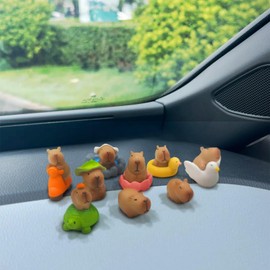 BubabyZZ 13Pcs Fun Capybara Figurine Car Dashboard Decorations, Cute Resin Animal Decoration for Car Interior Decor, Car Accessories,Car Rear View Mirror Decorations,Gifts for Women and Men
