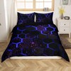 Black Navy Blue Honeycomb Duvet Cover Neon Hexagon Comforter Cover