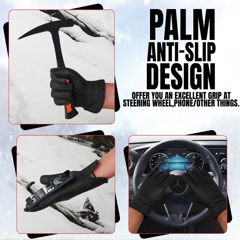 The AMA LOOK Genuine Winter Leather Driving Gloves for Men,