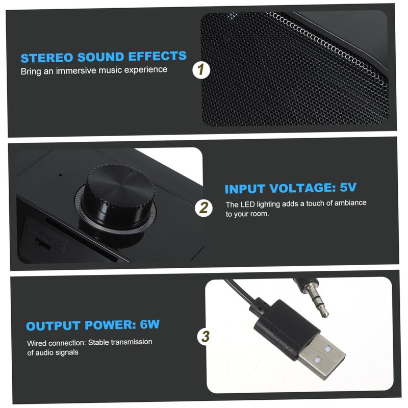 OSALADI Soundbar Speaker Standing Sound Bar Led Lighting Desktop Speaker