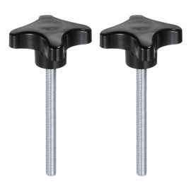 QUARKZMAN Pack of 2 Knurled Screws with Cross Handle M8 x 90 mm Star Grip Screw Plastic Knob Galvanised Carbon Steel Thread Clamping Screw Star Grip Nut Clamping Knob for Machine