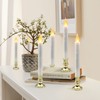 FURORA LIGHTING LED White Taper Candles with Gold Holders Pack