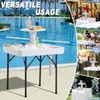Haddockway Two-Tier Ice Cooler Table, Square Ice Tables for Parties