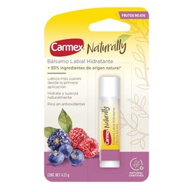 Carmex, Bálsamo Labial Hidratante Naturally sabor Frutos Rojos, con ingredientes Naturales, Hidrata y Suaviza Naturalmente, Rico en Antioxidantes,