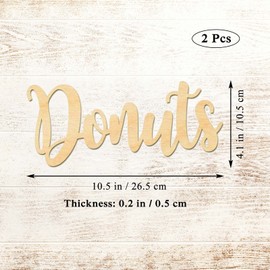 2pcs Donuts Wood Signs Cutouts Wooden Donuts Letter Hanging Signs DIY Block Words Decorative Signs for Wreath Door Wall Birthday Wedding Party Decoration