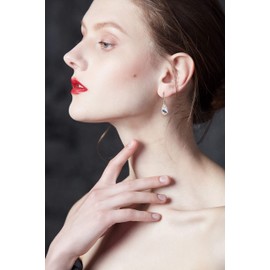 Meow Star Sterling Silver Earrings for Women Crystal Teardrop Earrings S925 Dangle Earrings Gold Plated Earrings for Women (Silver)