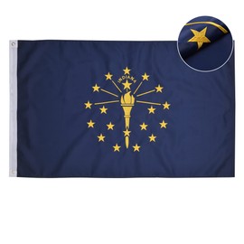 VICDRIA Indiana State Flag 4x6 Ft, Deluxe Embroidered Heavy Duty Nylon Durable IN Outside Flags, Indoor/Outdoor, Sewn Stripes and Brass Grommets