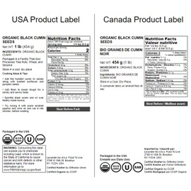 Food to Live Organic Black Cumin Seeds, 1 Pound - Non-GMO, Kosher, Bulk Black Caraway. High in Iron, Calcium & Magnesium. Great for Cooking, Spicing, & Seasoning.