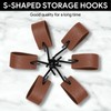 ROOMHUAWAY Pack of 6 S Hooks with Leather Loop, Clothes