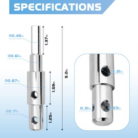 Two Stage Auger Adapter Suitable for 3/4" and 7/8" Internal Diameter Auger Shaft, Heavy-Duty Power Drill Adapter for Ice Fishing and Gardening Hole-Digging