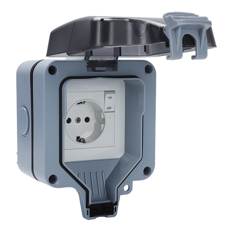 Outdoor Socket Waterproof Socket IP66 Single with Switch, Wall Socket