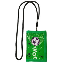 1 Piece Neck Pouch Children's Purse Boys Children Neck Pouch Purse Children Boys Neck Pouch with Viewing Window Football Style Travel Outing Neck Pouch for Girls and Boys, Green, Football Style