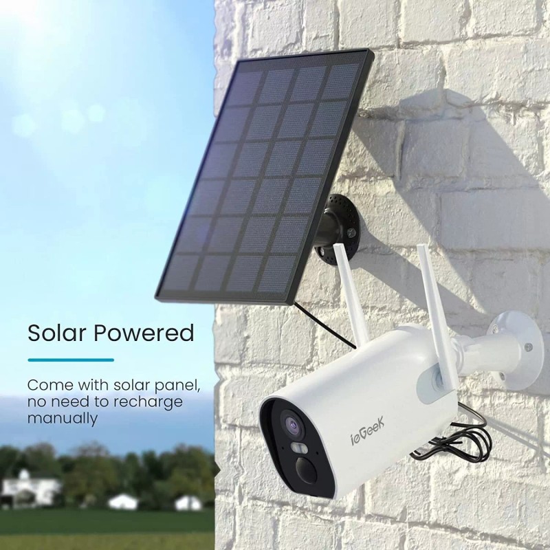 ieGeek Wireless 2K Solar Powered Outdoor Security Cameras with Spotlight