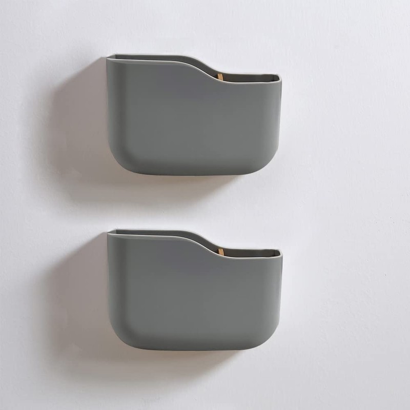 SUNFICON 2 Pack Adhesive Remote Control Holder Gray Wall Mount
