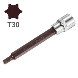 sourcing map 3/8-Inch Drive T30 Torx Bit Socket S2 Steel Cr-V 100mm Length 2 Pcs