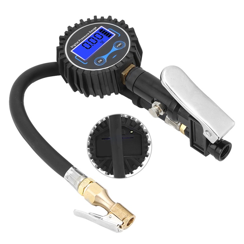 Digital Tire Inflator with Pressure Gauge LCD Display Light Auto