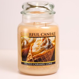 A Cheerful Giver Salted Caramel Cone 24oz Large Scented Candle Jar with Lid Cheerful Candle 135 Hours of Burn Time, Christmas Gift for Women, Orange