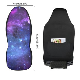 YINGQIGUAN 2 PCS Galaxy Car Seat Covers Deep Space Star Field Abstract Universe Blue Purple Galaxy Stars Nebula Design Vehicle Seat Protector Cushion Cover Universal Car Accessories for Truck Sedan