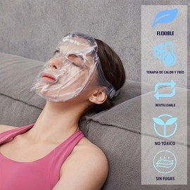 WORLD-BIO- “Mascarilla Facial Gel Pack Terapia de Frío Caliente Reutilizable para Rostro Inflamado, Poros y Ojos Inflados, Cara Completa