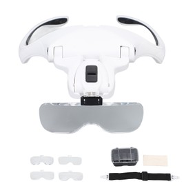 Magnifying Glasses for Eyelash Extensions with 2 LED Light Headband Salon Magnifying 5 Magnification Lens Lash Extensions Tool