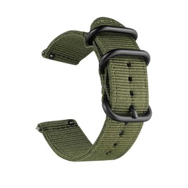 CNYMANY - Correa de reloj balístico universal de 20 mm, correa de repuesto de lona de nailon, cierre ajustable para reloj inteligente, rastreador deportivo de fitness, color verde