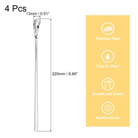 sourcing map 4Pcs Stainless Steel Mixing Spoon 8.7 Inch Cocktail Stirrer Bar Spoon Drink Stirring Spoon with Long Handle for Bar Cocktail Ice Tea, Silver