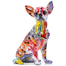 Escultura de Bulldog Grafiti Colorida, Bulldog Británico Francés de Arte Grafiti en Pie Estatua de Bulldog para Decoración, Perro de Moda Resina de Tecnología de Color para Decoración (A)