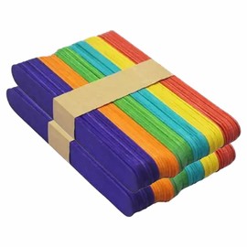 100 Jumbo Lollipop Sticks Kids Wood Crafts Painting Waxing Lolly Popsicle 150mm Large Smooth Coloured Wooden 6 Inch