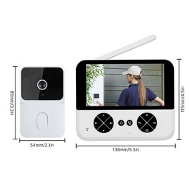 Splenssy M16 Video Doorbell with Screen, Wireless Home Surveillance Doorbell, 4.3 Inch IPS Screen, Automatic Photo/Video, No Punching, Two-Way Voice Smart Doorbell