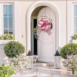 1PC Giant Pull Bow for Gift Wrapping, 14" Sparkling Glitter Ribbon Large Bow, (Pack of 1, 14 Inches) Instant Car Bow for Appliances, Bike, Big Bow for Birthday Presents Wedding Decoration (Pink)