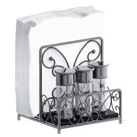 LEVIMETREE Napkin Holder – Metal Napkin Storage with Salt and Pepper Caddy (Shakers Not Included), Modern Napkin Dispenser for Table or Kitchen Countertop, Servilletero for Farmhouse Décor
