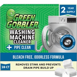 Green Gobbler Premium Washing Machine Cleaner & Deodorizer Tablets with Pipe, Drain & Hose Clean Technology | Front & Top Load Washers | 28 Count