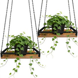 Plant Hanger Indoor, 2 Pack 11.8" Wooden Hanging Plant Holder