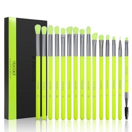 docolor Docolor Eyeshadow Brush Set 15Pcs Eye Makeup Brushes Professional Makeup Brush Set Eye Shadow Blending Concealer Eyebrow Eyelash Eye Liners Premium Synthetic Eyeshadow Crease Brow Brush, Neon Green
