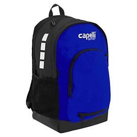 Capelli Sport 19 Inch Laptop Backpack, Gym Travel Bag with Computer Sleeve, Black Royal Blue White, One Size