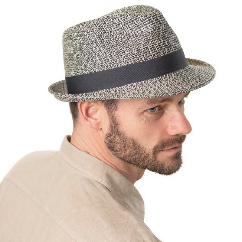 Stetson Meliott Trilby Fabric Hat Summer Women Men, black-white, M