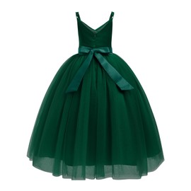 IBTOM CASTLE Girls' Special Occasion Dresses: Flower Tulle Graduation Dress Kids Long Wedding Pageant Masquerade Formal Prom Dresses Princess Birthday Party Ball Gown Emerald Green 14 Years