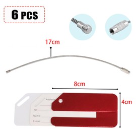 Luggage Tags 6 Pcs Luggage Labels for Suitcases, Aluminium Alloy Suitcase for Travel with Steel Loop, 6 Colors Travel Tags for Baggage Identity ID Labels