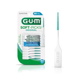 GUM Soft-Picks Original Dental Picks, Between Teeth Cleaning, On-the-Go Case, 80 Count