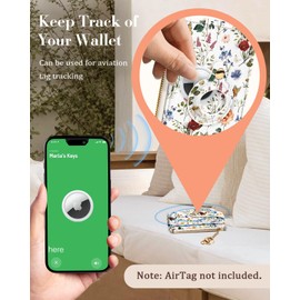 Miss Adola Cute Card Wallet Women with AirTag Holder - Retro Floral Small Wallets with Keychain RFID Credit Cardholder Air Tag Aesthetic Fashion Design Coin Purse for Female Ladies Teen Girls